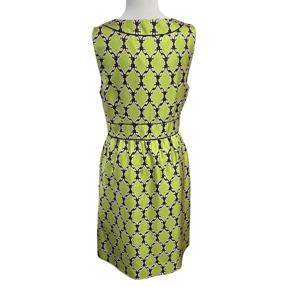 Kate Spade Green Silk Midi Lined Dress 8 Marie Sleeveless Tiles Damask Print - Picture 7 of 9